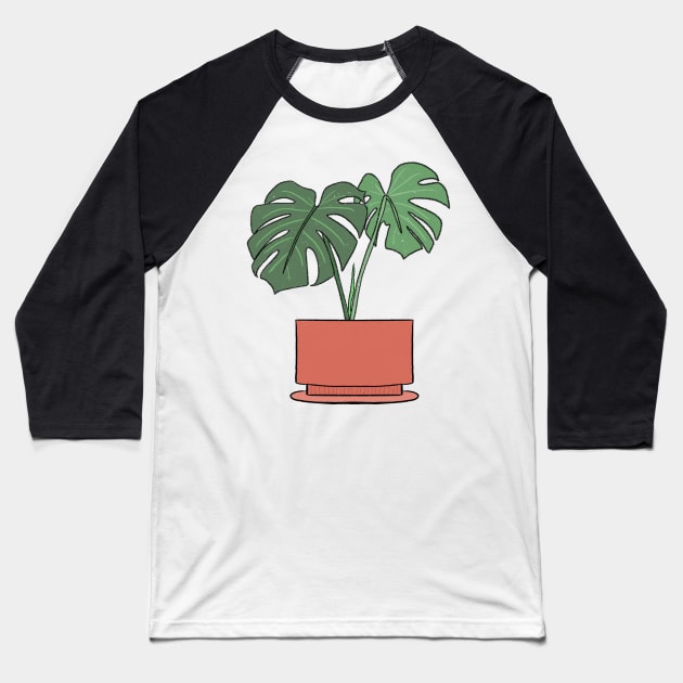 Monstera Deliciosa Houseplant in a terracotta pot Baseball T-Shirt by JuneNostalgia